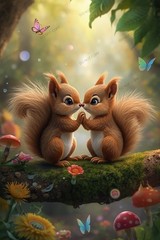 Digital Image Picture Photo Wallpaper Background Desktop Squirrel 2 AI Art Print