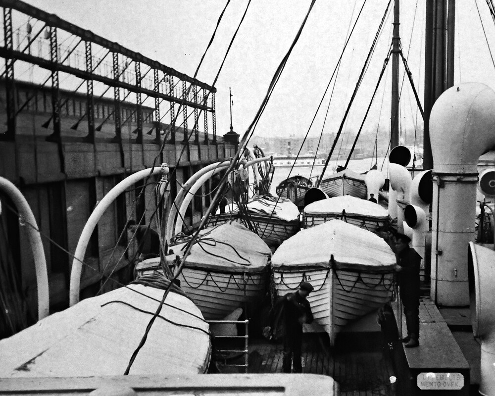 New Photo: RMS TITANIC Life boats aboard RMS Carpathia Rescue Ship – 6 Sizes!