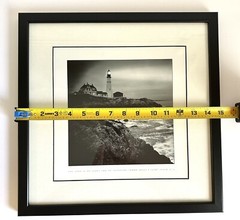 Portland Head Lighthouse Black & White, Framed & Matted Inspirational Psalm 27:1