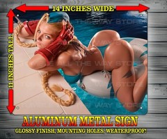 Cammy Street Fighter in Sexy Bathing Suit Metal Sign Wall Art 14″ x 11″