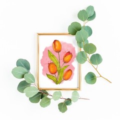 Watercolour Tulips 5×7″ High Quality Art Print | Spring Decor