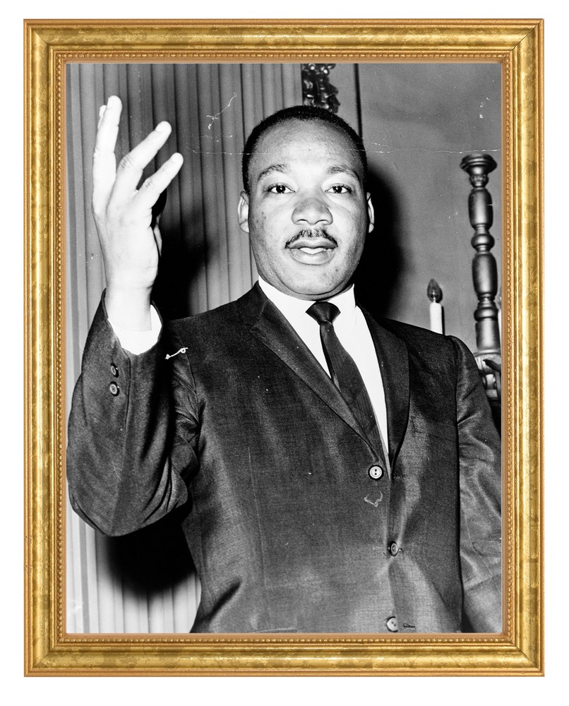 Dr. Martin Luther King Jr. Photograph in a Aged Gold Frame