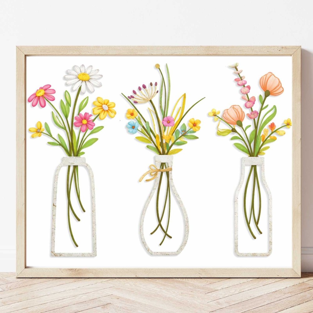 Floral Vase Wall Art Printable | Modern Botanical Decor | Digital Download Print