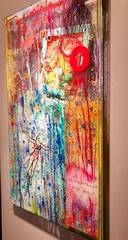 ABSTRACT MIXED MEDIA PAINTING LAYERED ACRYLIC/LUCITE DOUBLE SIDED GRAHAM CALAM