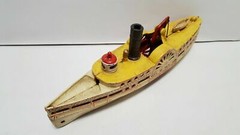 Rare Vintage Wilkins Cast Iron Paddle River Boat City of New York 1890-95 USA