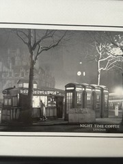 photograph painting 2003 Target Brands, “night time coffee» Home decor 12×9” VTG