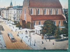 AK Breslau Postcard Church Tram Streetcar 1921 Wroclaw Photo Card Antique