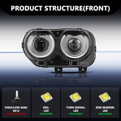 Headlight Assembly Compatible with 15-22 Dodge Challenger | 3–4× Brighter Off-Ro