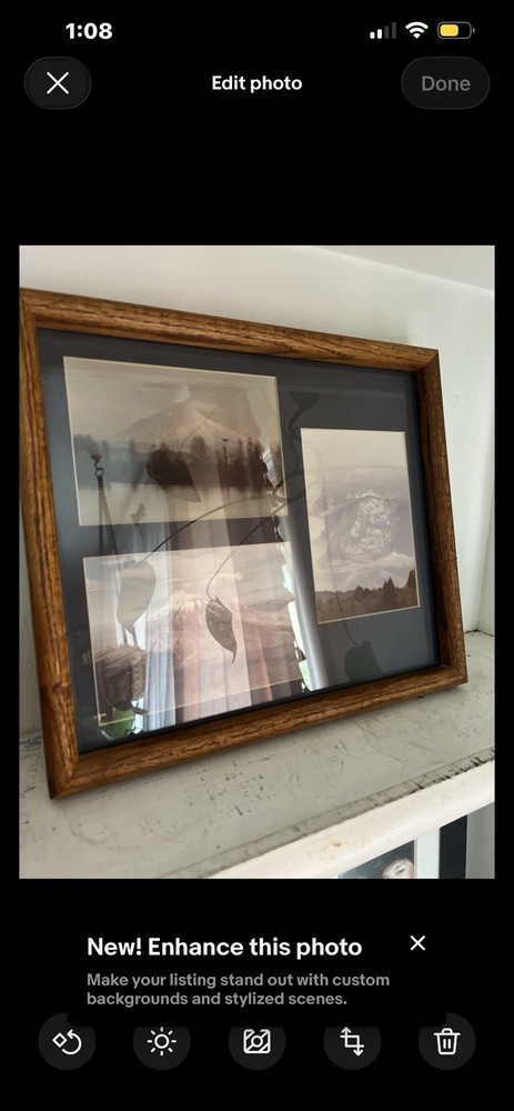 Vintage Orig Art Portland Oregon Mt St Helens Eruption Photo Series Wood Frame