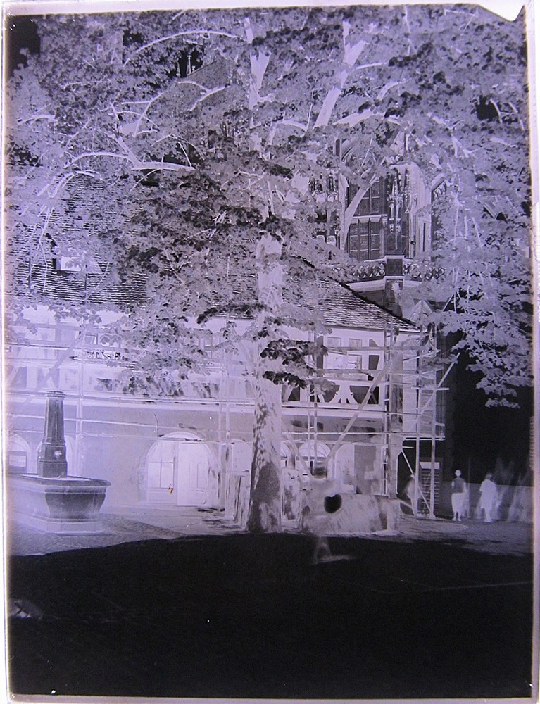 Freiburg Old Münster Building Hut around 1900 Large Hist. Glass Negative