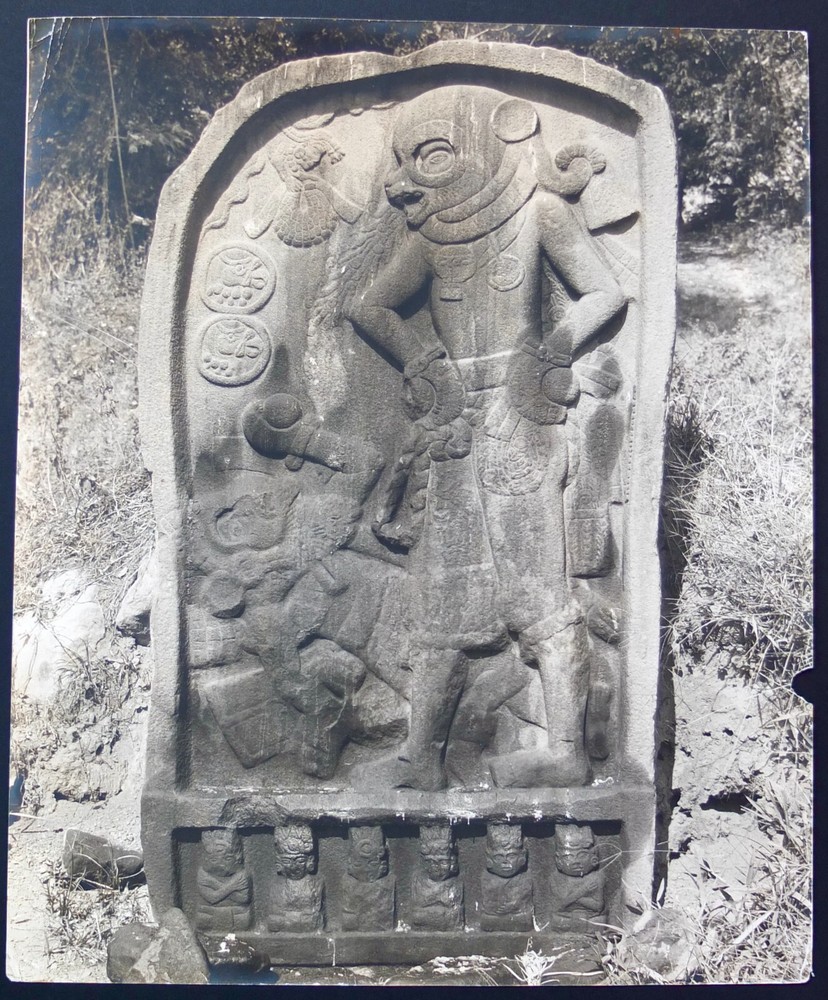 Vintage Photograph Of Mayan Stelae In Jungle With Artist’s Notes On Back 20″X16″