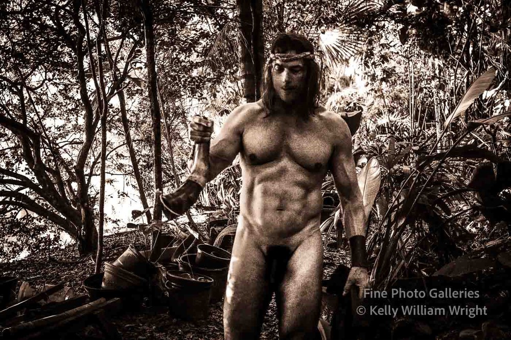 Original Male Nude KELLY WILLIAM WRIGHT Muscle Men JUNGLE WORK #8 – 9×13 Photo