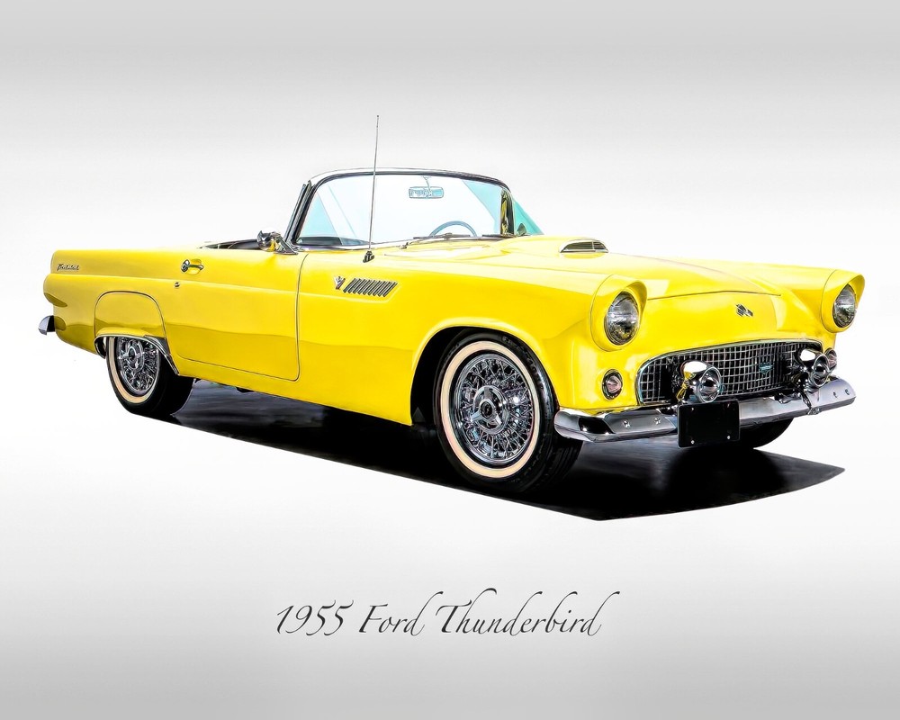 Classic Cars – 1955 Ford Thunderbird, Goldenrod Yellow – Print