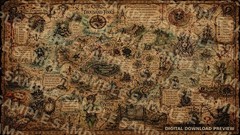 Creepy Pirate Treasure Map Digital Download Printable Fantasy Puzzle Wall Art