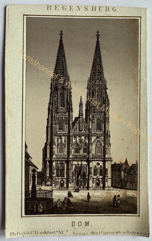 orig. CDV photo photograph around 1867 Regensburg lithograph Cathedral