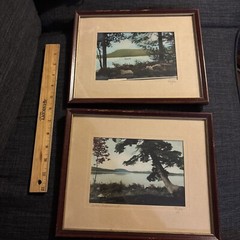 2 Vintage 1950s Framed Signed Arthur Tefft Photographs Lake Pleasant NY New York