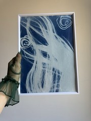 Original Cyanotype Portrait with My Hair – Unique Handmade Blue Art 20×30 cm