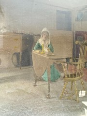 Wallace Nutting Hand Tinted Photo Art of Colonial Style Women at Home
