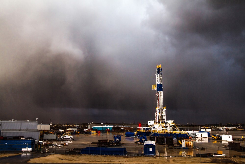 Oilfield Photography Print – Drilling Rig in Storm in Oklahoma