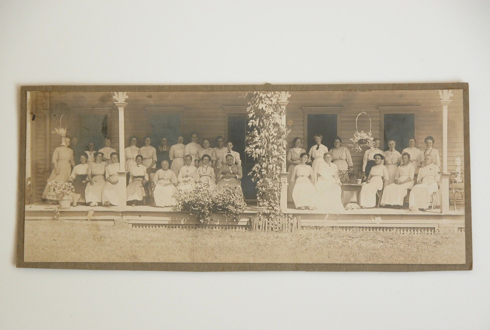 Steinhaus Family Photo Ladies Vtg Orig. 1910s 20s Sepia Tone Porch Photograph