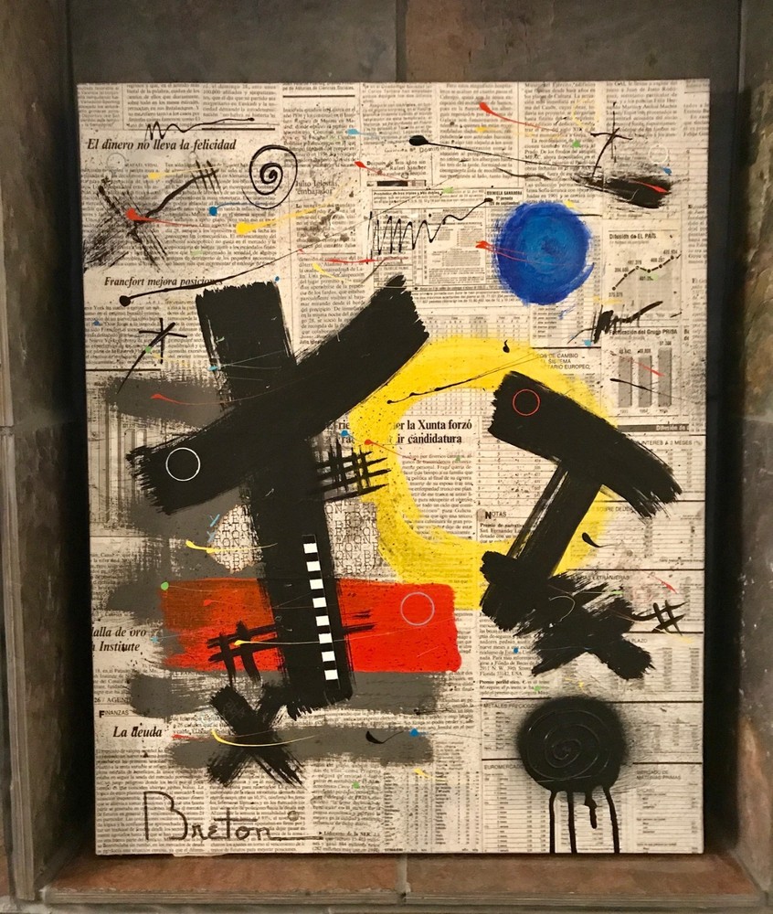 VERY COOL MIXED MEDIA PAINTING BY JOSEPH BRETON COLLABORATOR W/ ARTHUR SECUNDA
