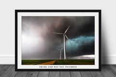 Wind Farm Photography Print: Texas Wind Turbines Storm Great Plains Photo