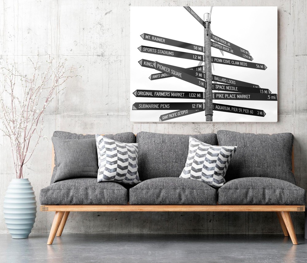Seattle Washinton Arrow Signs – Travel, Wall Art, Bar Art Photography Print