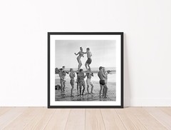 Surfers Beach Party Photography Vintage Surfers Poster Black and White Photo
