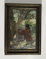 NATIVE AMERICAN NAVAJO RUG WEAVER PHOTO J. R . WILLIS SIGNED HAND COLORED