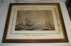 ANTIQUE 1866 SANDY HOOK YACHT RACE BURNHAM PHOTOGRAPH aft JEC PETERSON PAINTING