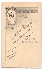 Photography Adolf Winkler, Görlitz, Berlinerstrasse 12, portrait of a lady