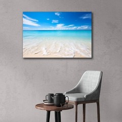 Beach Ocean Photo, Crystal Clear Waters and Blue Sky Landscape, Coastal Decor