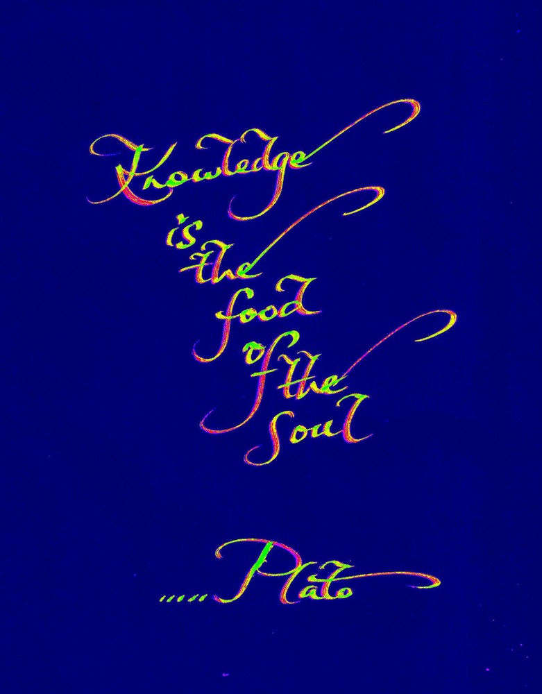 «KNOWLEDGE IS THE FOOD OF…», 4×6″ matted calligraphy print, FREE SHIPPING!!