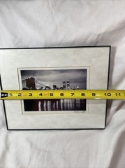 Brooklyn Bridge W/ Twin Towers At Night, Black & White Picture Signed 2002