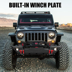JK Front and Rear Bumper Set Compatible for 2007-2018 Jeep Wrangler JK, Rock Cra