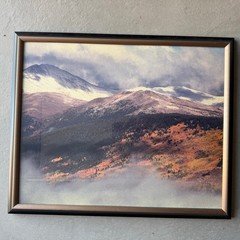 Framed Mountain Landscape Photo Print Snow Peak Gold Aspen Forest