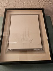 Vintage Louis J Spear Signed Photograph Sailing Ship In Fog, Framed &…
