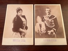 Antique Cabinet Card Photo Prince Vittorio Emanuele III Princess Letizia
