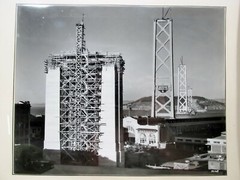 1930s SF Bay Bridge Under Construction B&W Silver Albumen Photograph
