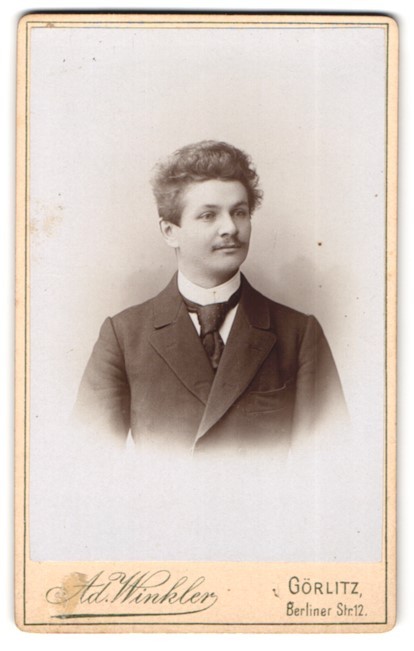 Photograph Ad. Winkler, Görlitz, Berliner Str. 12, young man with moustache