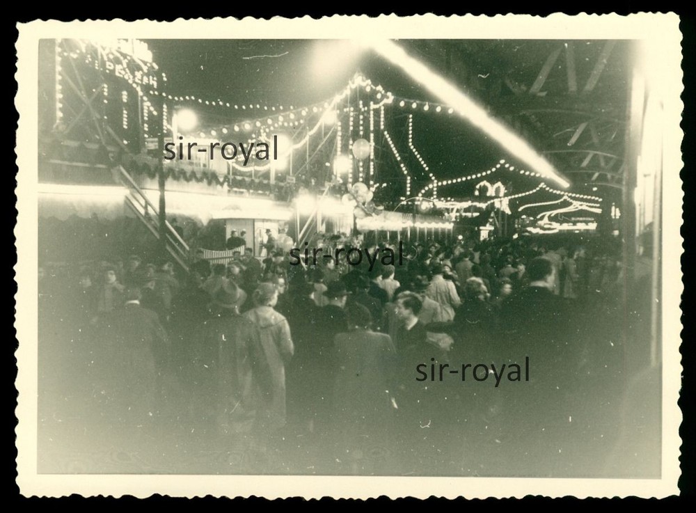 Hamburg 1950s – Cathedral Folk Festival at Night Fair Funfair Rummel – Photo 10x7cm