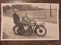 Photo photo card postcard motorcycle Triumph Nuremberg 1930s Mainleus LK Kulmbach