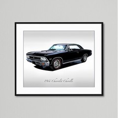 Classic Cars – 1966 Chevy Chevelle in Black – Muscle Car – Print