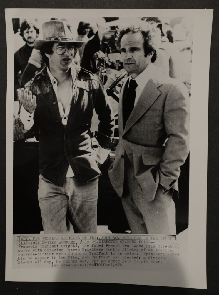 Steven Spielberg & Francis Truffaut Photograph 7×9, b/w 1976