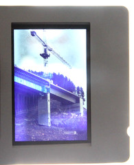 Photo negative slide bridge bridge construction crane vintage motorway bridge valley AW