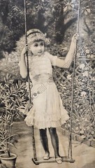 Victorian Girl Swinging in the Garden Art Instant DIGITAL Print at Home