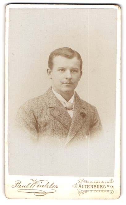 Photograph Paul Winkler, Altenburg S/A, portrait young man with upper lip ba