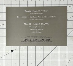 Richard Avedon Art Show Announcement Card 2009 – Staley Wise Gallery NYC