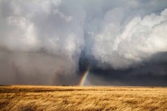 Storm Photography Print: Kansas Tornado Rainbow Prairie Stormy Sky Photo