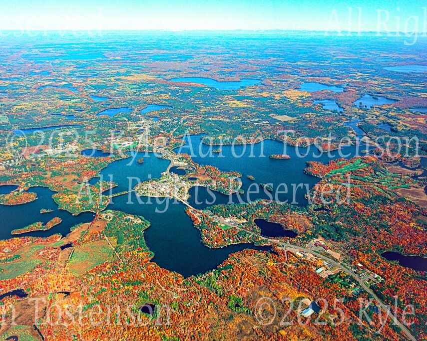 Minocqua Lake, Oneida County, Wisconsin Overhead Photograph. Frame Optional.